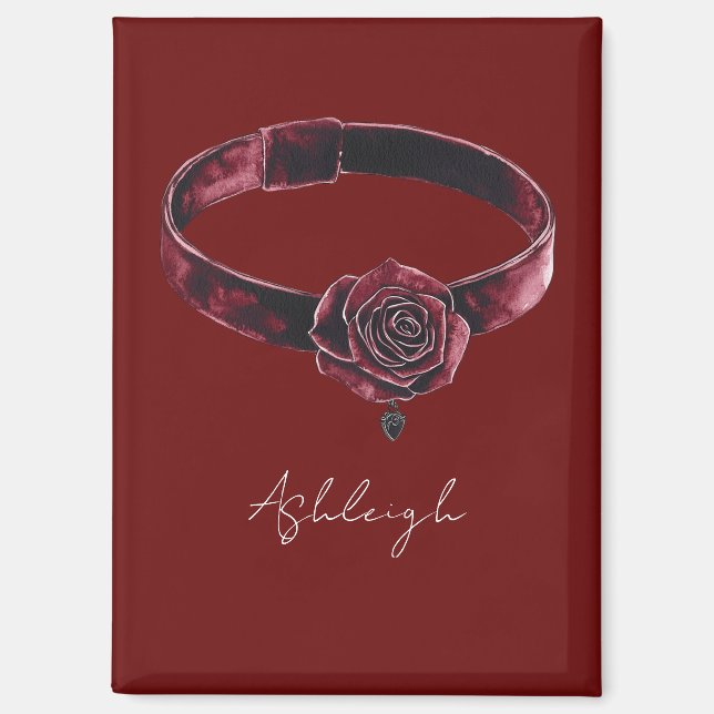 Aimant Collier rouge floral (Recto)