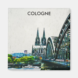 Aimant Cologne Allemagne Panorama Vue Peinture