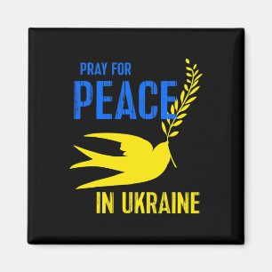 Aimant Colombe jaune bleue Priez pour la paix en Ukraine