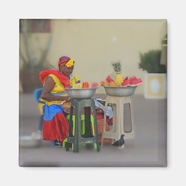 Aimant Colombie - Vendeur de fruits des Caraïbes (Devant)
