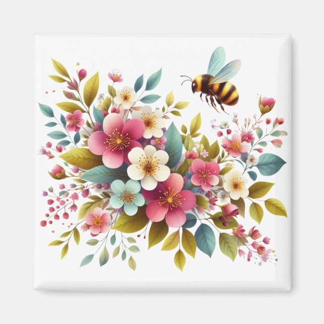 Aimant Coloré, Abeille printanière/florale (Devant)