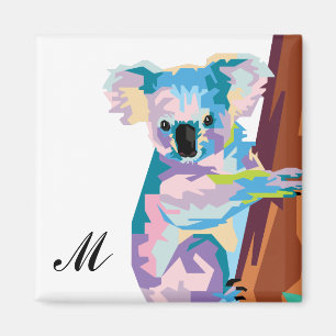 Aimant Colorée Pop Art Koala Monogramme
