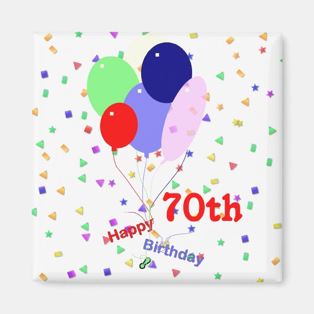Aimant Colorful Joyeux 70e Anniversaire Ballons (Devant)