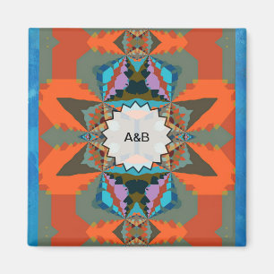 Aimant Colorful South Western Geometric Pattern