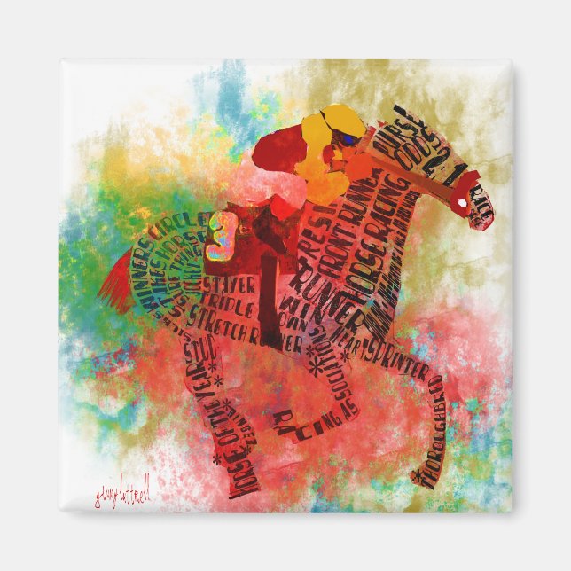 Aimant Colorful Thoroughbred en typographie (Devant)