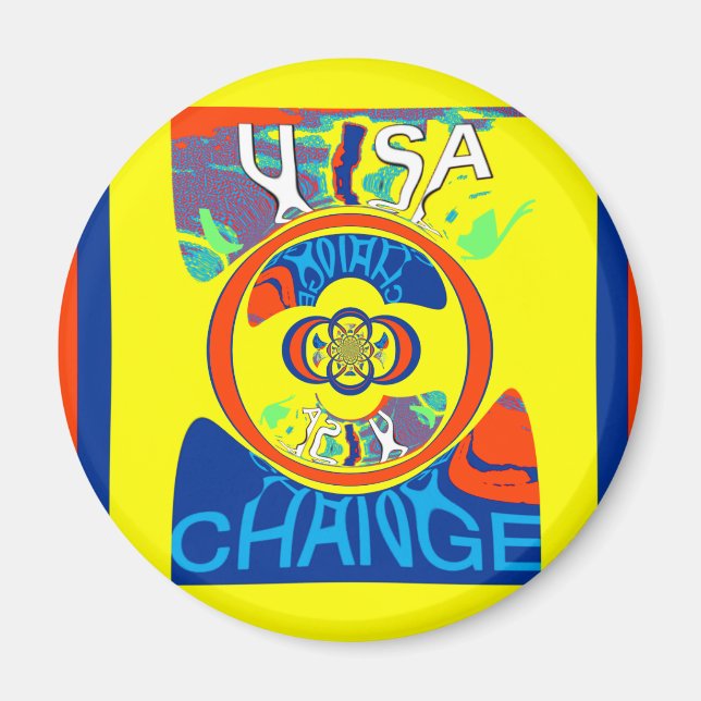 Aimant Colorful USA Change : Un design festif (Devant)