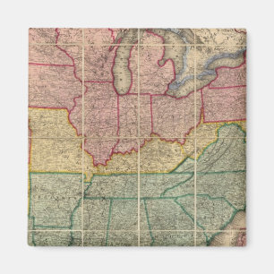 Aimant Colton's Railroad and County Map, États-Unis