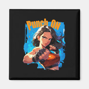 Aimant Combat de boxe thaïlandaise féminine forte Punch 