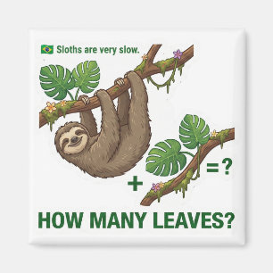 Aimant Combien de feuilles ? Jeu de maths sur le paresseu
