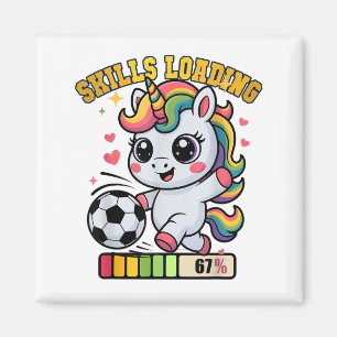 Aimant Compétences de licorne de football mignonnes Charg