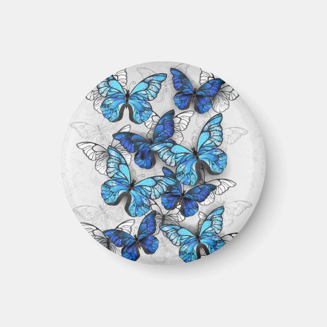 Aimant Composition de papillons blancs et bleus (Devant)