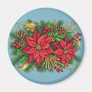 Aimant Composition florale colorée pour Noël