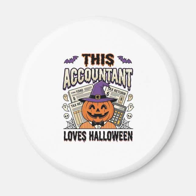 Aimant Comptable d'Halloween Drôle Saison fiscale effraya (Devant)