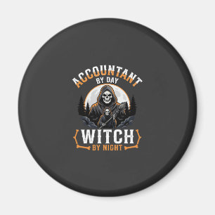 Aimant Comptable Halloween le jour Sorcière la nuit Desig