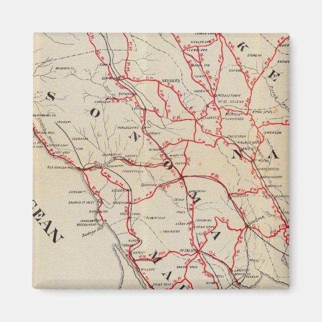 Aimant Comtés de Sonoma, Marin, Lake et Napa (Devant)