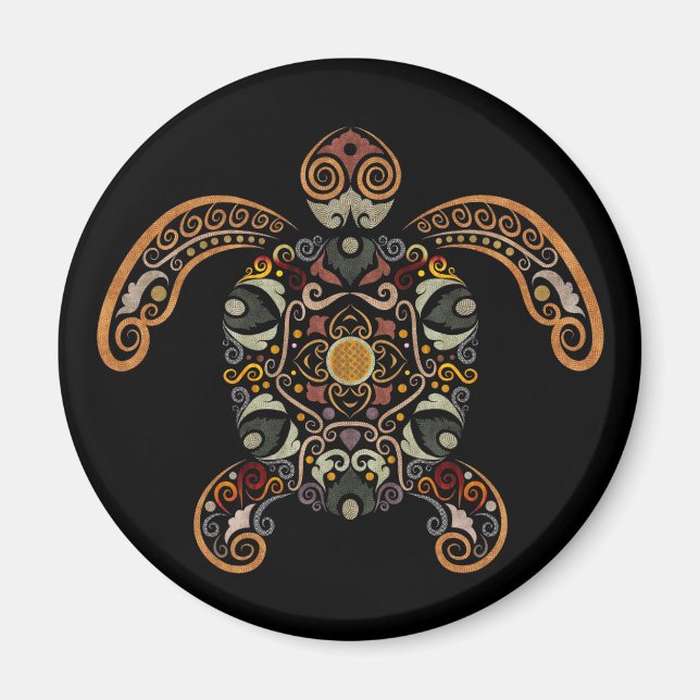 Aimant Conception colorée de tortues vintages (Devant)