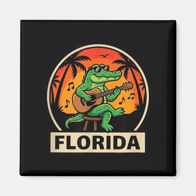 Aimant Conception d'alligator de vacances en Floride avec (Devant)