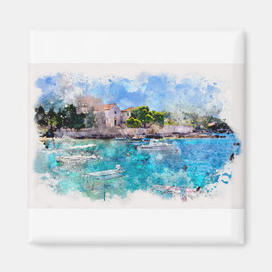 Aimant Conception d'aquarelle de Le Caviar Hvar Croatie
