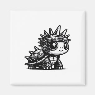 Aimant Conception d'art vintage de tortue cyborg Whimsigo