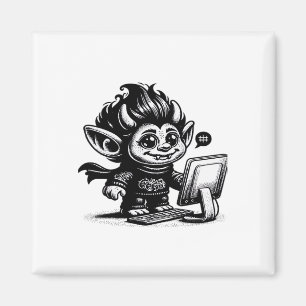 Aimant Conception d'art vintage de troll Internet cyborg
