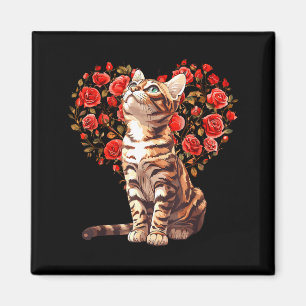Aimant Conception de cœur floral pour chat Bengal pour la
