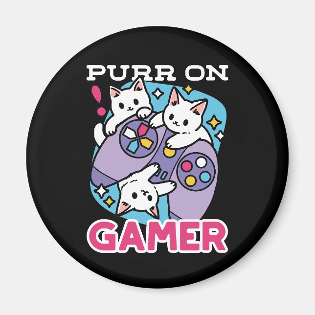 Aimant Conception de gamer de chat - Purr sur Gamer Joyst (Devant)