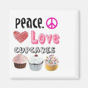 Aimant Conception de gâteaux Peace Love Cupcakes