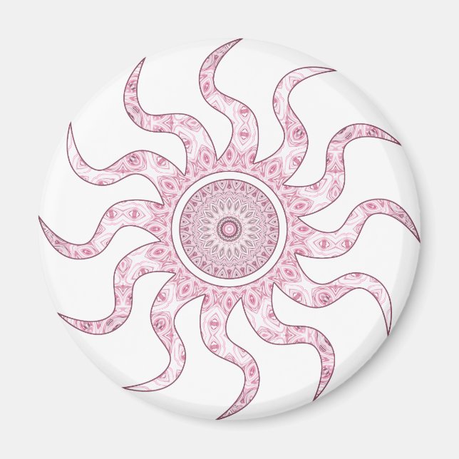 Aimant Conception de Mandala Soleil Rose (Devant)
