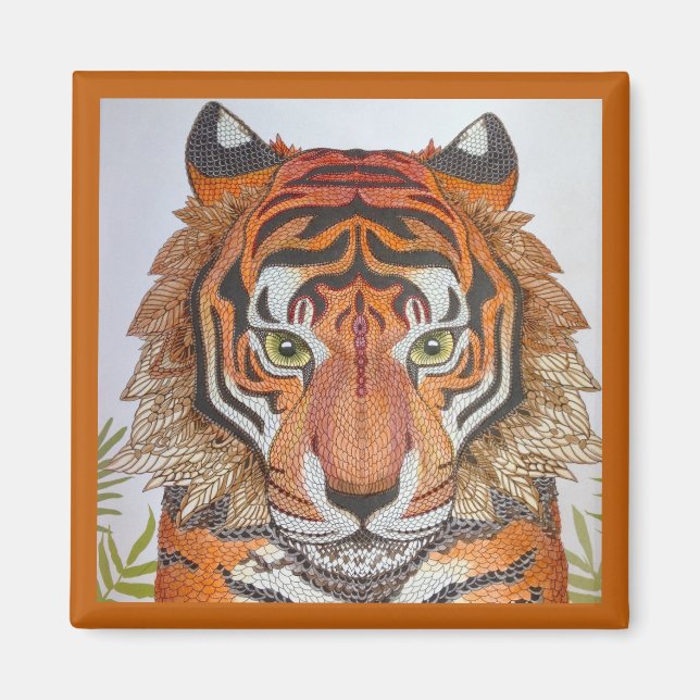 Aimant Conception de Mandala Tiger (Devant)