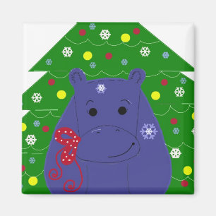 Aimant Conception de Noël Happy Hippo