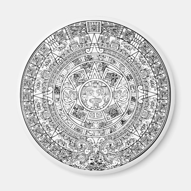 Aimant Conception de pierre circulaire Aztec Sun Calendar (Devant)