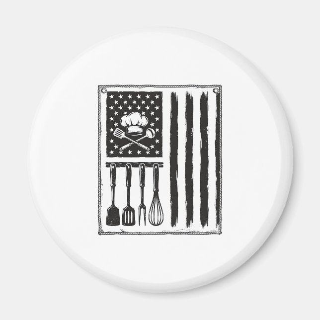 Aimant Conception de T-shirt Ustensiles de Cuisine Drapea (Devant)