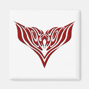 Aimant Conception de tatouage tribal d'oiseaux ailés roug