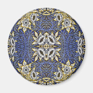 Aimant Conception de William Morris Bleu et Or Tulipe Sau