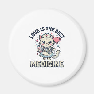 Aimant Conception d'infirmière mignonne chat l'amour est