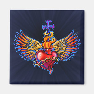 Aimant Conception du coeur sacré ailé