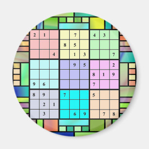 Aimant Conception en verre souillé de Sudoku