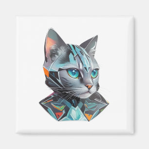 Aimant Conception géométrique futuriste des chats