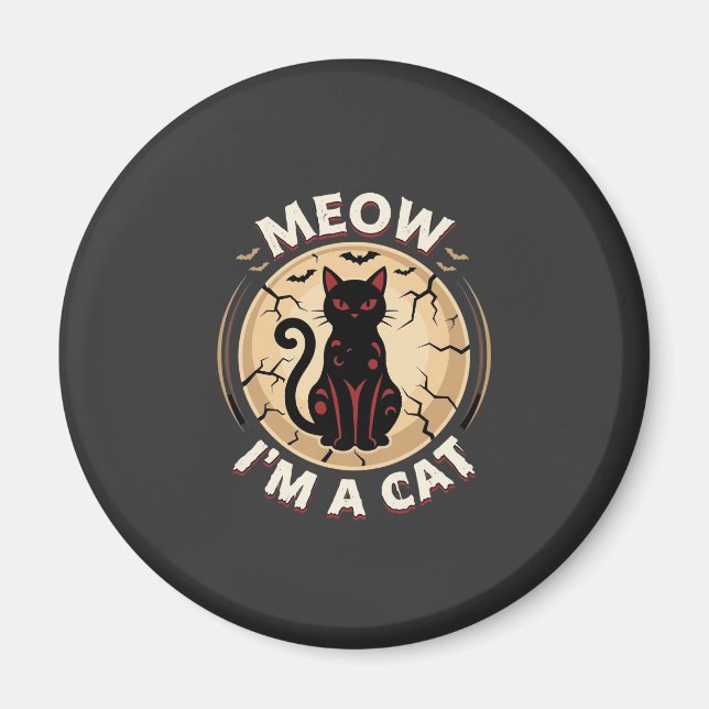 Aimant Conception graphique de chat Meow Halloween_1 (Devant)