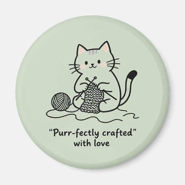 Aimant Conception graphique de Kitty tricot mignon vert p (Devant)