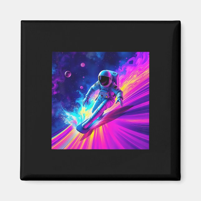 Aimant Conception Graphique de Surfeur Astronaute sur une (Devant)