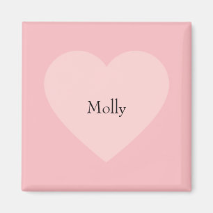 Aimant Conception minimaliste du coeur rose avec nom
