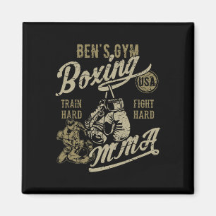 Aimant Conception Rétro De Ben's Gym Boxe Mma Pour Le Nom