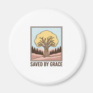 Aimant Conçu par Saved by Grace Christian Tree Vintage Sh