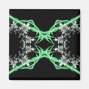 Aimant Confusion   Art fractal vert et blanc