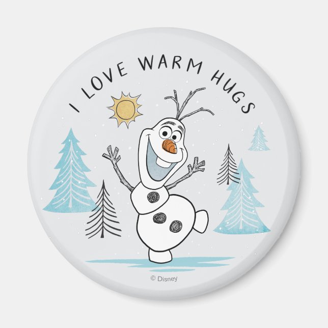 Aimant Congelé 2 | Olaf "I Love Warm Hugs" Croquis (Devant)