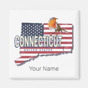 Aimant Connecticut États-Unis rétro carte d'état vintage