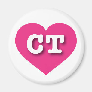 Aimant Connecticut Hot Pink Heart - I love CT