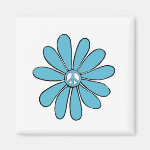 Aimant Connexion Hippie Flower Power Peace à Aqua