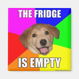 AIMANT CONSEIL DOG MEME : LE RÉFRIGÉRATEUR EST VIDE